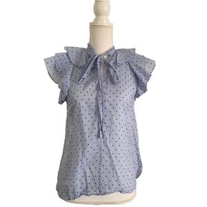34. Robert Rodriguez Polka‎ Dot Ruffle Sleeve Blouse Size 4